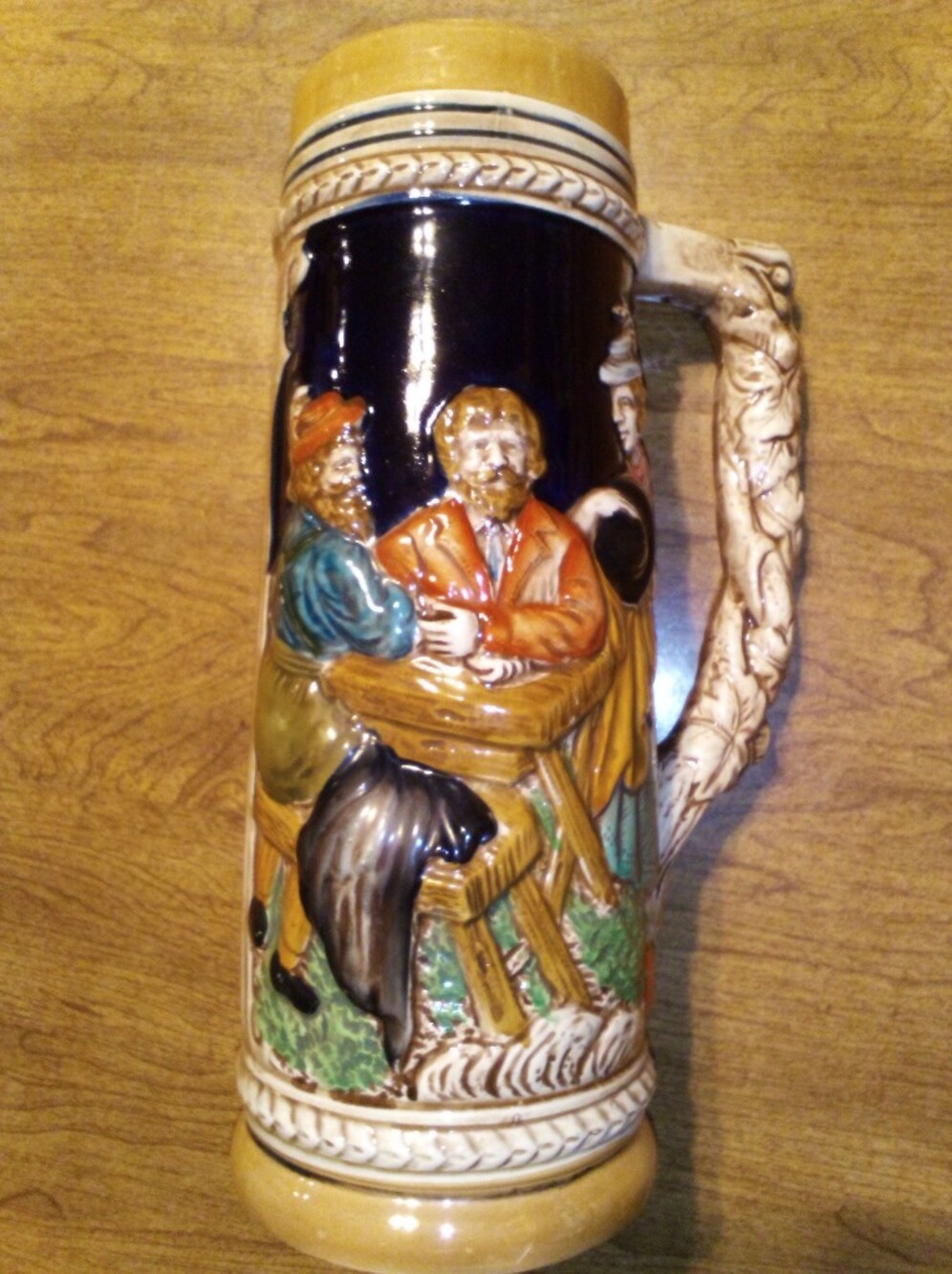 Vintage KW Star 9.5" German-Style Ceramic Beer Mug Tavern Relief Scene/Castle - Picture 1 of 15
